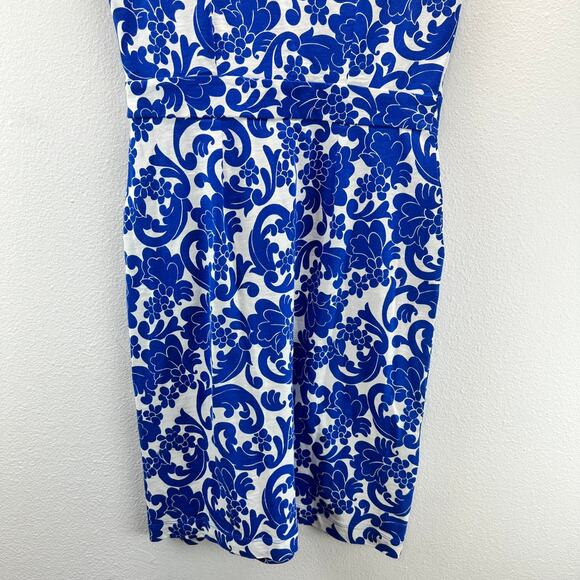 Boden Florrie Jersey Dress Knit Pocket Blue White 4 Cap Sleeves - Picture 5 of 12